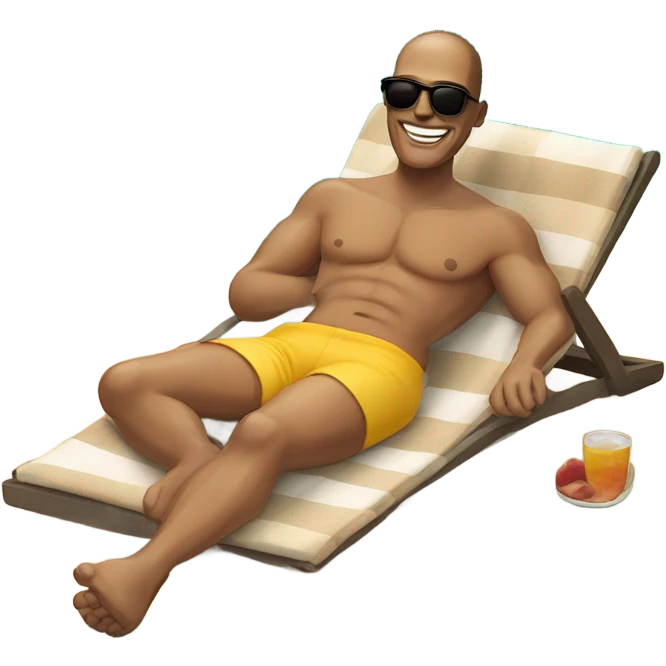Man with sunglasses on sunbathing on Spanish beach emoji