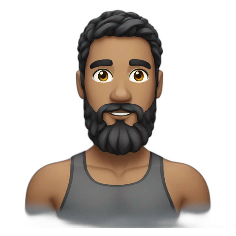Swimmer googles black hair and beard emoji