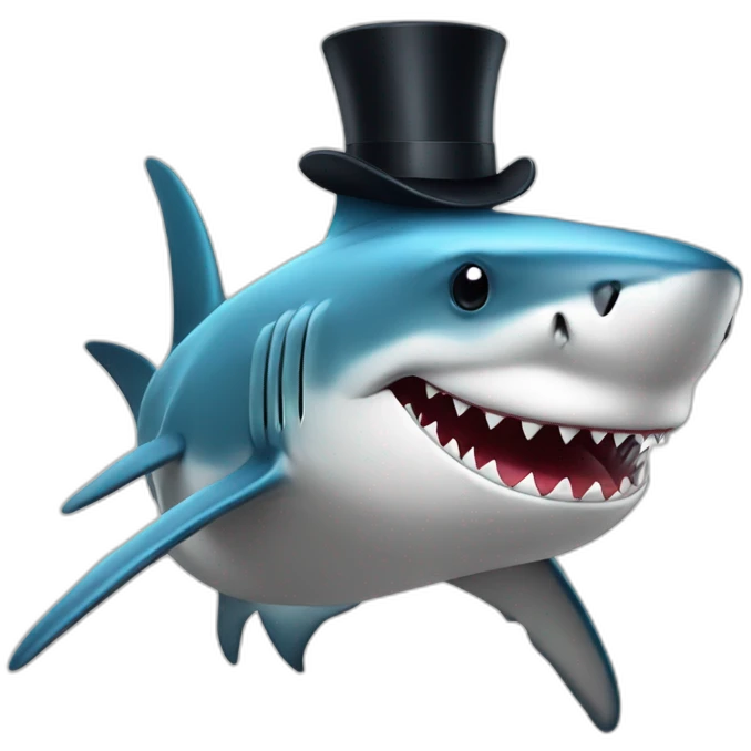 Shark with a top hat emoji
