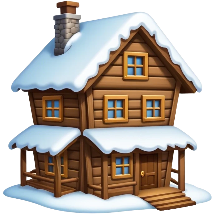 wood house with snow emoji