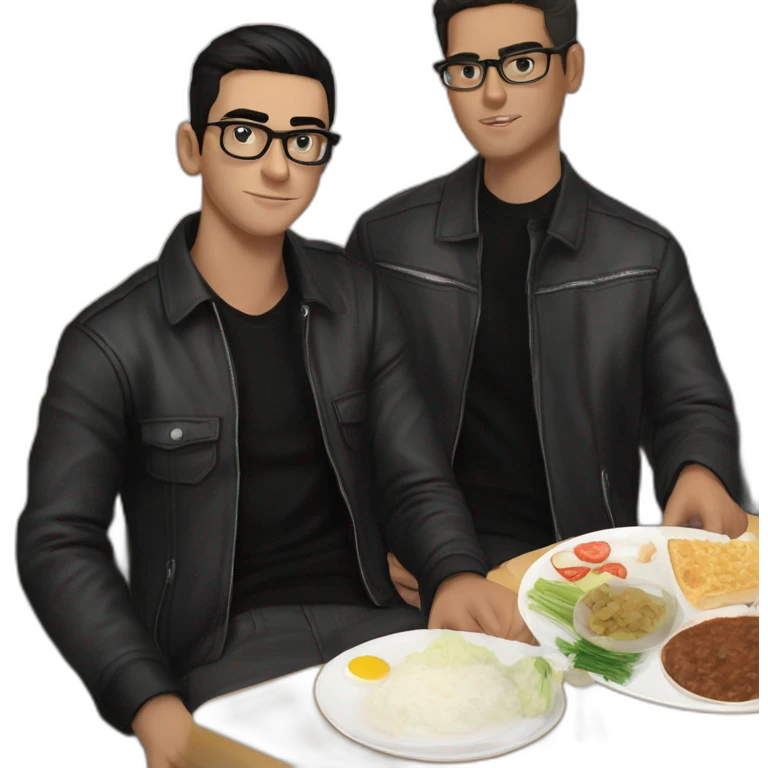 boys at table eating food emoji