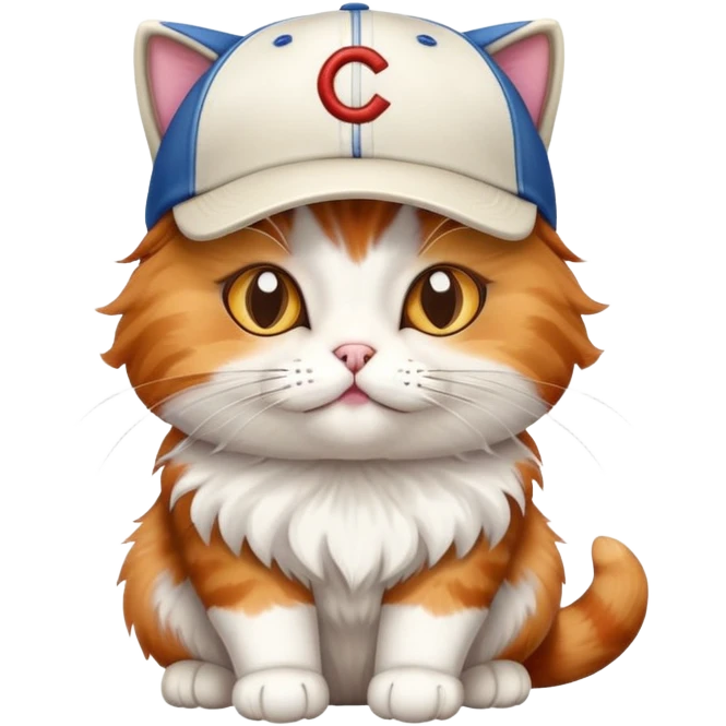 Cat wearing a baseball hat emoji