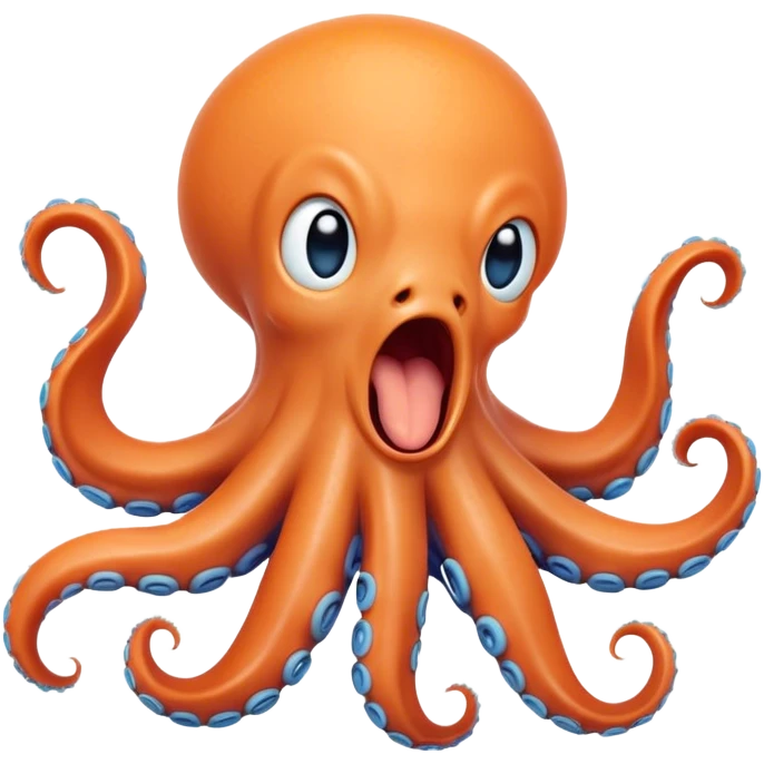 Cinematic Realistic Cute Yawning Octopus Portrait Emoji, Head tilted slightly with a dramatic, wide-open yawn, showcasing a soft, lustrous orange body with subtle blue ring accents and gently drooping tentacles, with half-closed, drowsy eyes rendered in exquisite detail; high shine, relaxed yet expressive, styled with a dash of mystical charm, soft glowing outline, capturing the essence of a sleepy yet affectionate octopus that appears ready to stretch out and drift into a peaceful nap! emoji