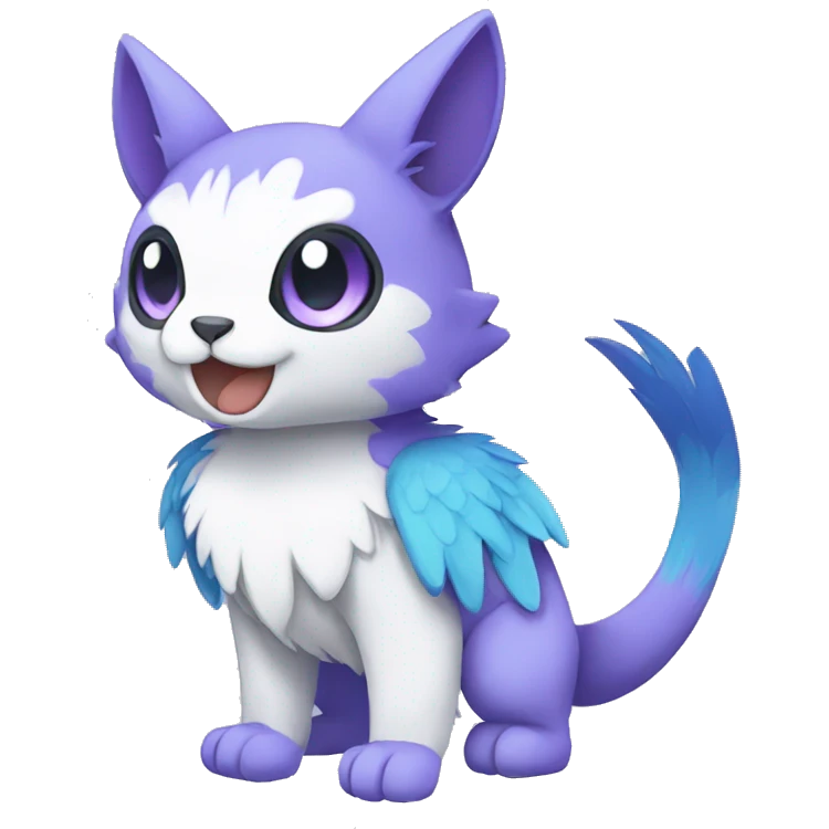 Cute cool purple white blue animal hybrid Fakemon full body emoji