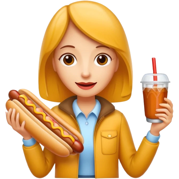 tourist woman holding hot dog emoji