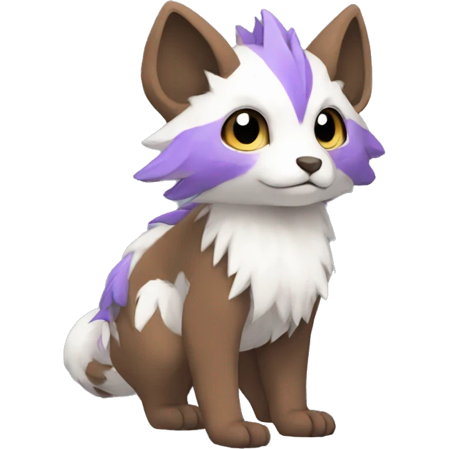Cute cool brown white purple animal hybrid Fakemon full body emoji