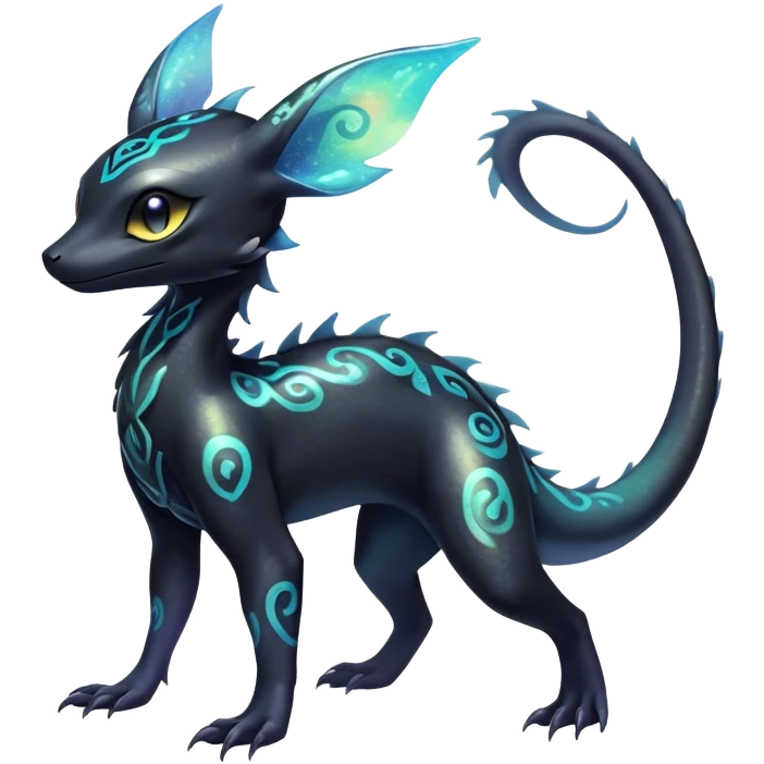 Ethereal Pastel Nebulae Exotic Salandit-Umbreon-Fakémon-hybrid-creature (full body)  emoji