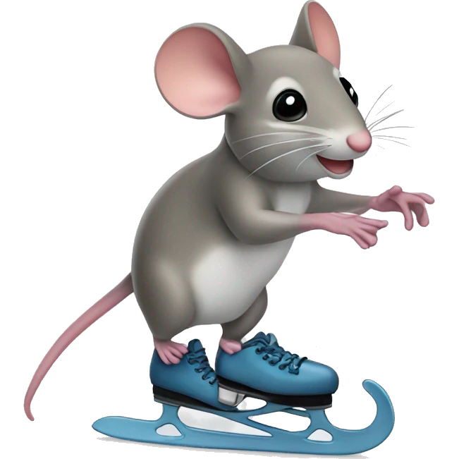 mouse with ice skates emoji