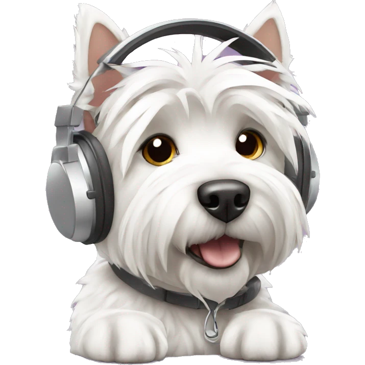 west highland white terrier with headphones emoji