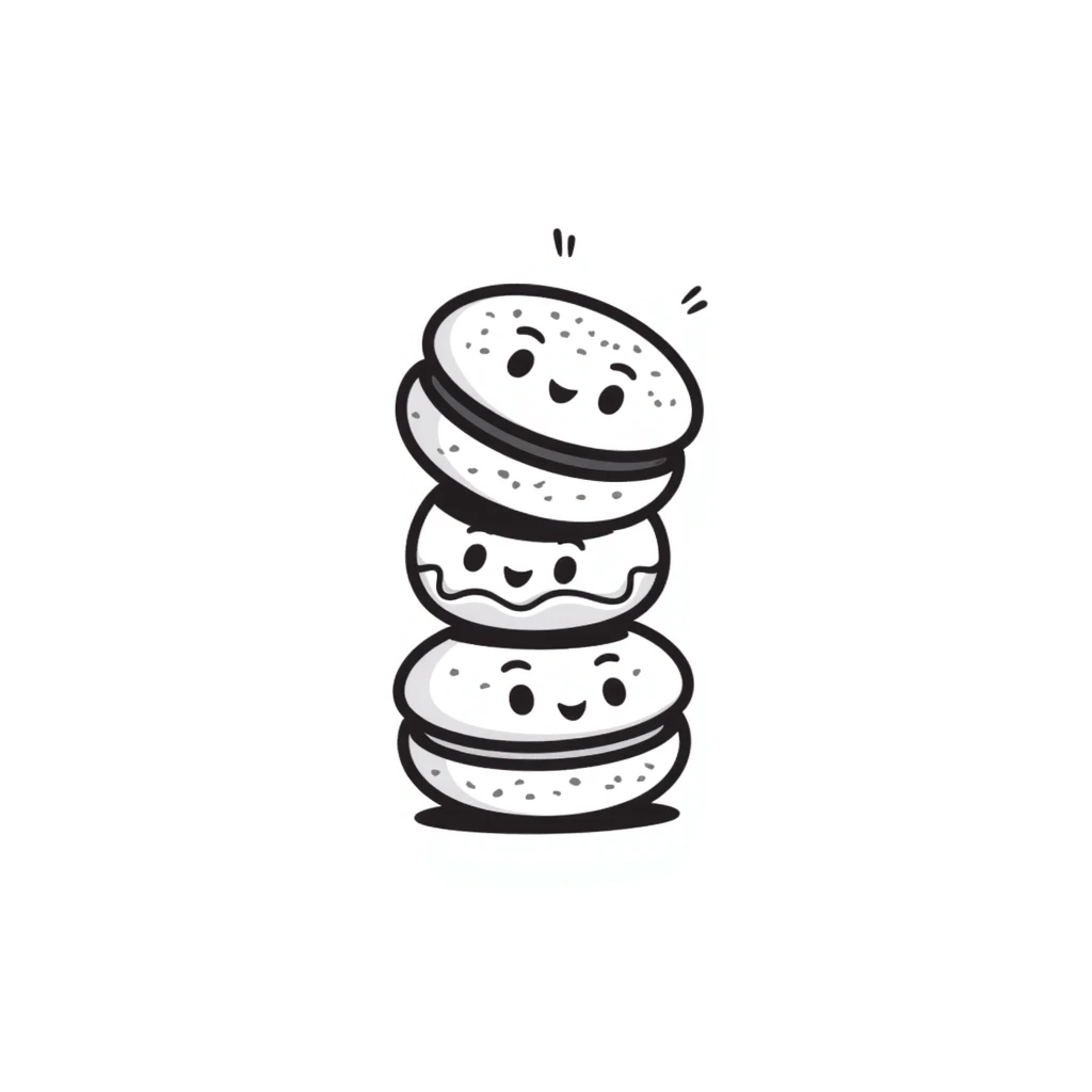 kawaii macarons with happy faces stacked in a tower emoji