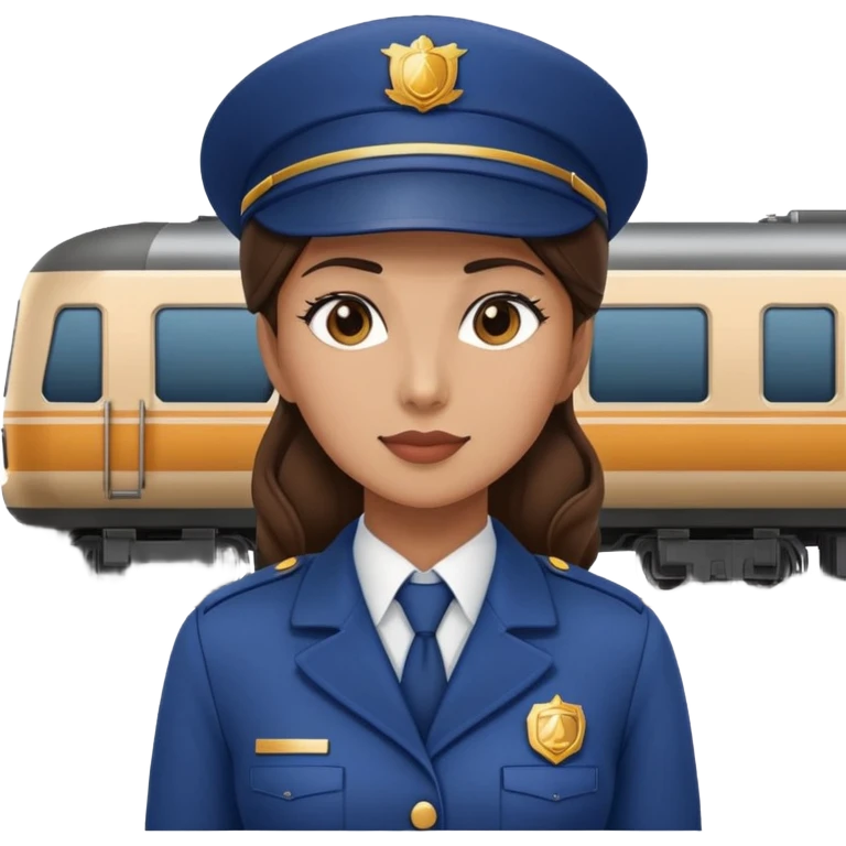Female train conductor with train in back emoji