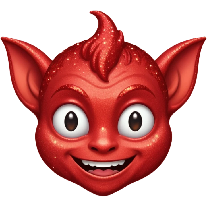 red glitter smilling imp emoji