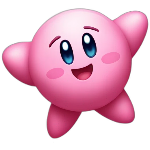cute happy Kirby jumping on a star emoji