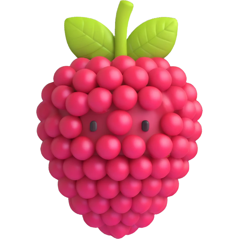 3D emoji style, a single raspberry, three-dimensional and vivid, no expression emoji