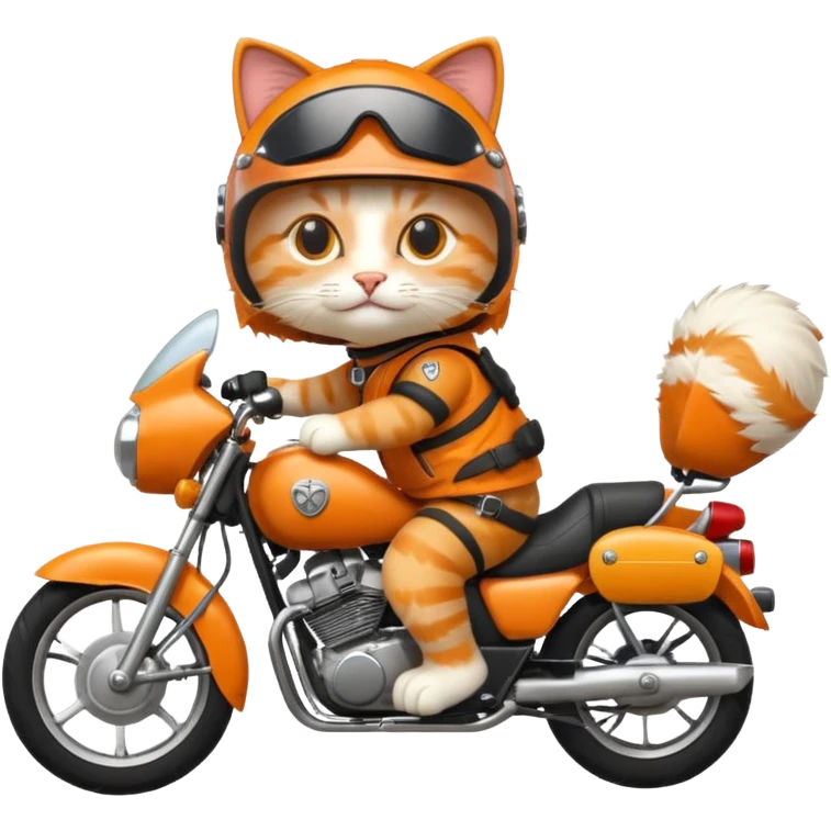 the cat is driving a motorbike emoji