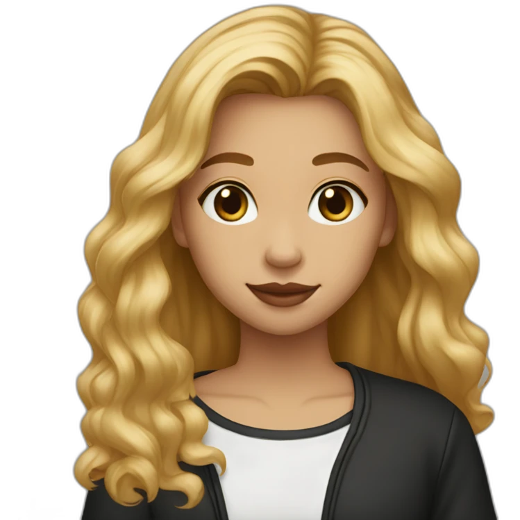 20 year old long honey blonde hair with black shirt and light skin to olive skin  emoji