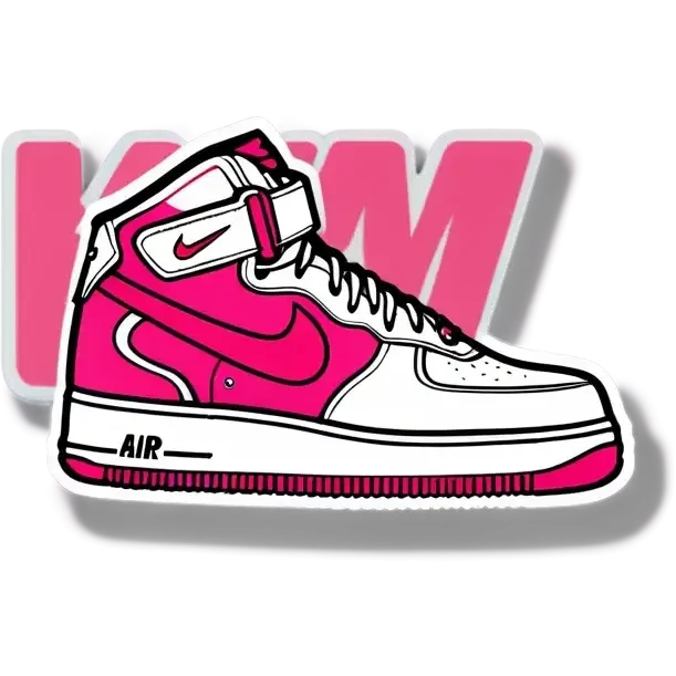 a pink and white nike air force one shoe WITH AN M emoji