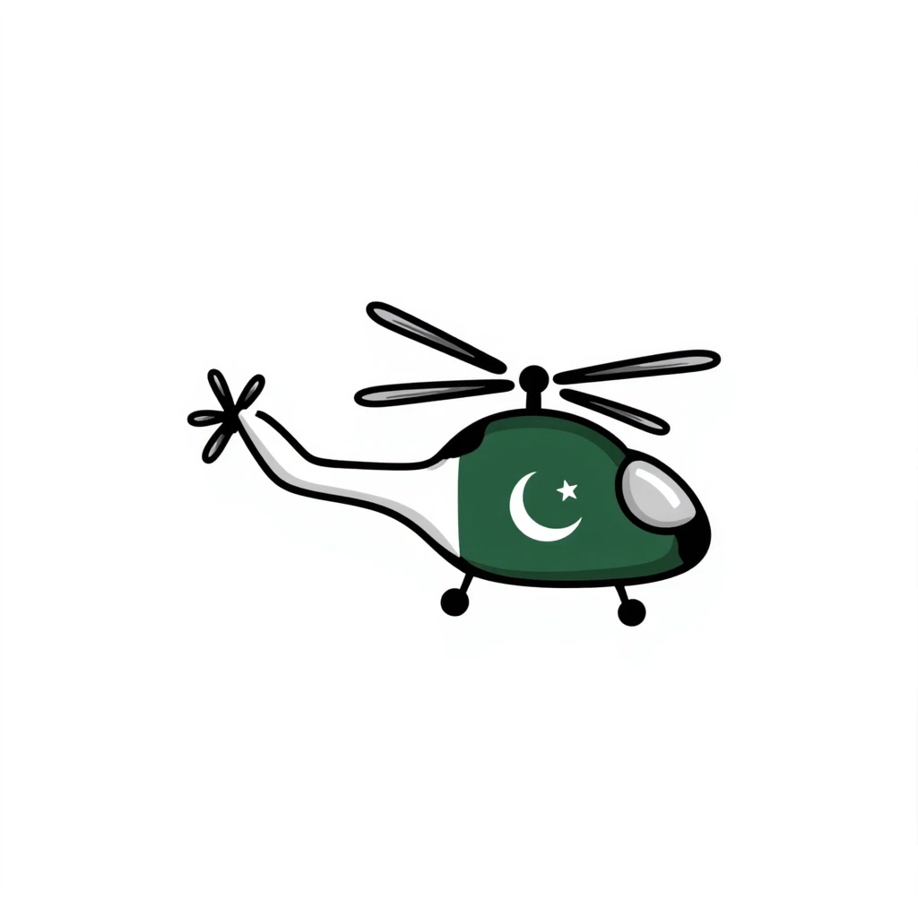Hand-drawn Pakistani military helicopter with Pakistan flag markings emoji