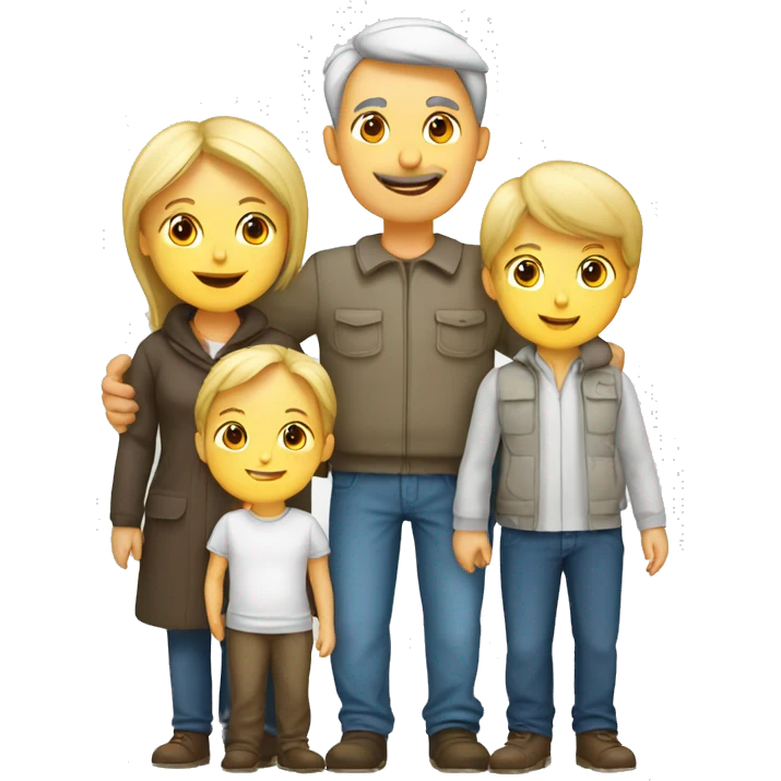 family two parents with four children European white emoji