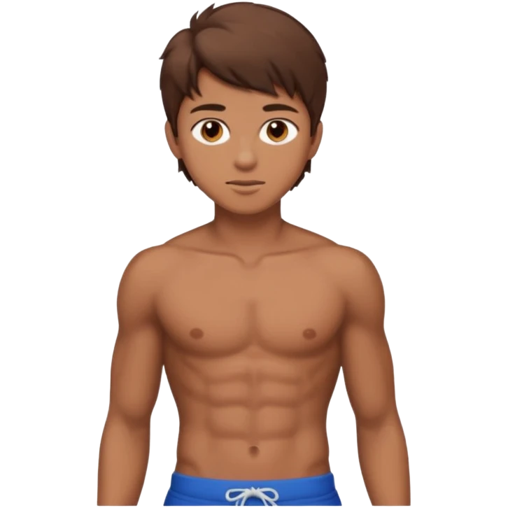 teenager guy hot brown hair, abbs, brown eyes, emoji