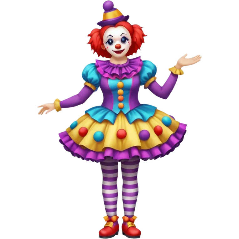 woman clown costume standing on foot emoji