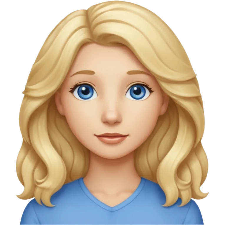 Long, straight, blonde hair, blue eyed woman.   Wavy, blonde goldendoodle emoji