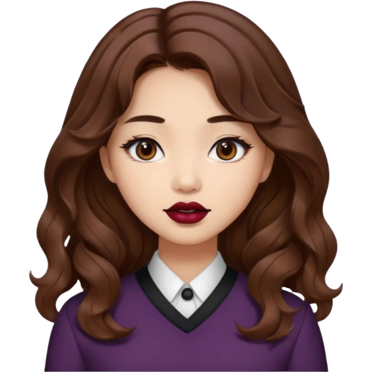 Baddie girl with brown weavy hair and corean skin emoji