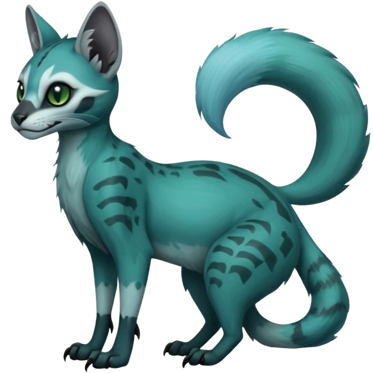 dark spooky foggy gloomy skeletal nightly skully zombie-like swampy ghostly greyish dull green-blue-turquoise spectral glorious divine exotic cute cool beautiful beautiful fantasy-caracal-civet-genet-sergal-vernid-Gryphon-Cacomistle-Trico-oncilla-animal-Fakémon-hybrid-fursona (full body) emoji