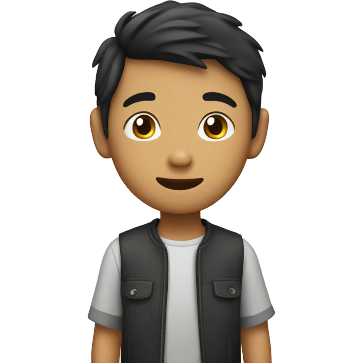 Asian boy with Edgar horsey emoji