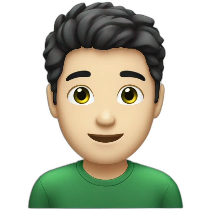 profile white male heart face black tapered hair with dark green eyes emoji