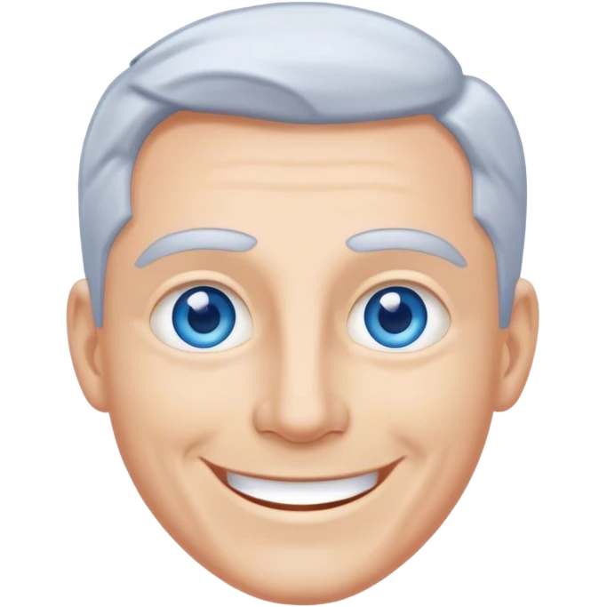 Smiling gray man blue eyes Without mustache emoji