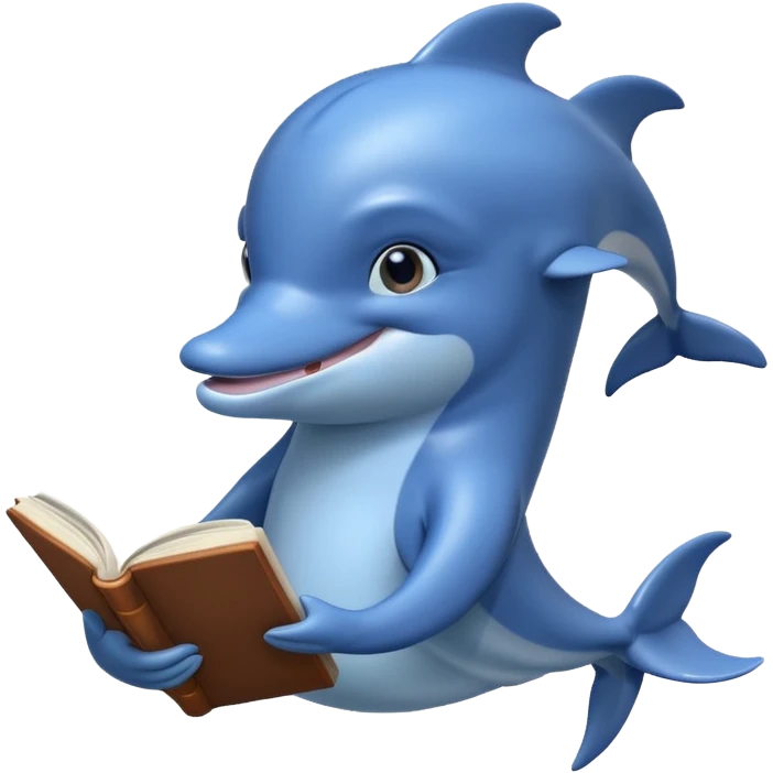 dolphin reading a book emoji