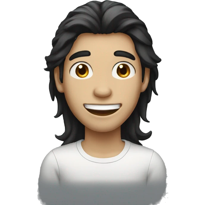 black long hair happy boy with white skin emoji
