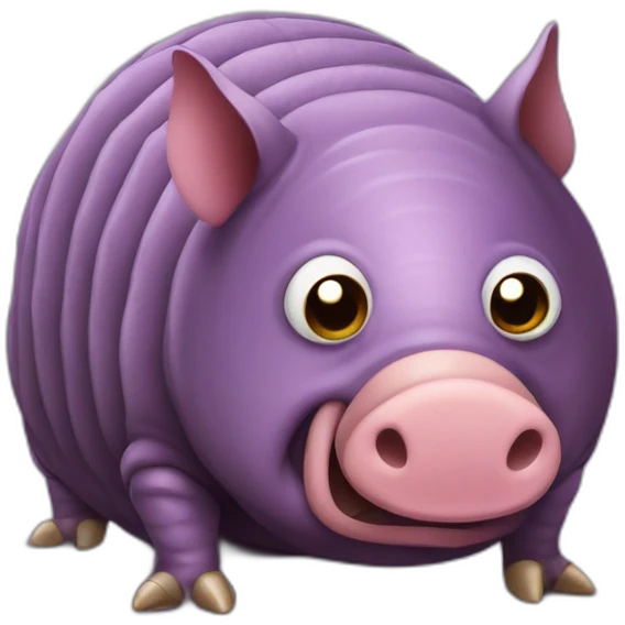 Purple Pig insect armadillo with evil face emoji