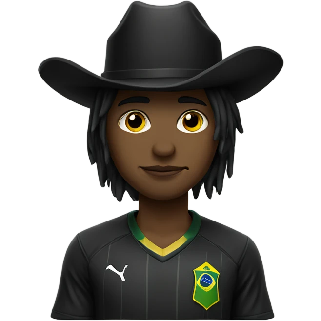goth wearing cowboy hat and brazil soccer jersey  emoji
