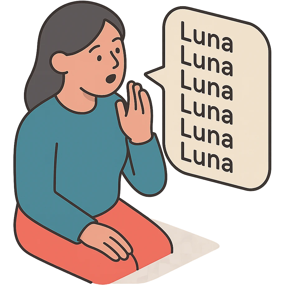 женщина несколько раз произносит - Luna Luna  emoji