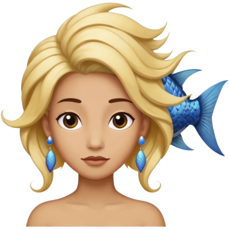 earring  wearing fish with hair emoji