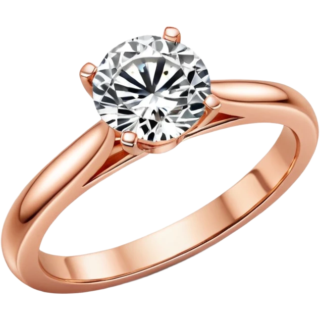 Rose gold engagement ring with round diamond emoji