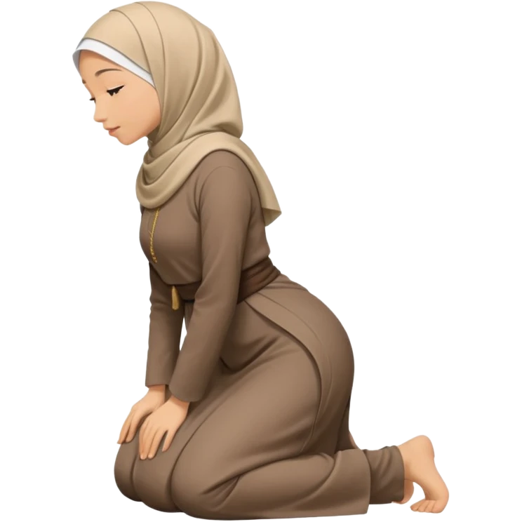 Islamic Woman Kneeling prostrated side view bent forwards emoji