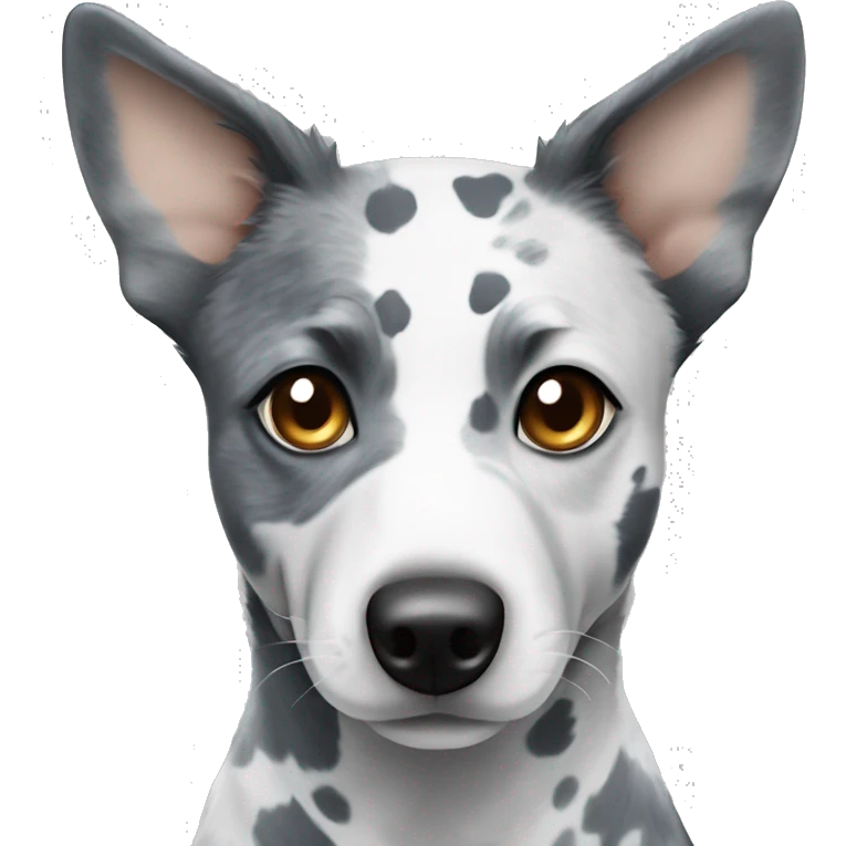 Australian cattle dog grey and white spotted with blue eyes no brown emoji