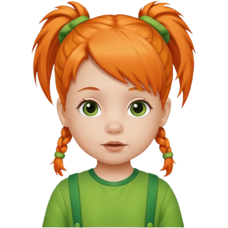 orange pigtail hair girl baby green outfit emoji
