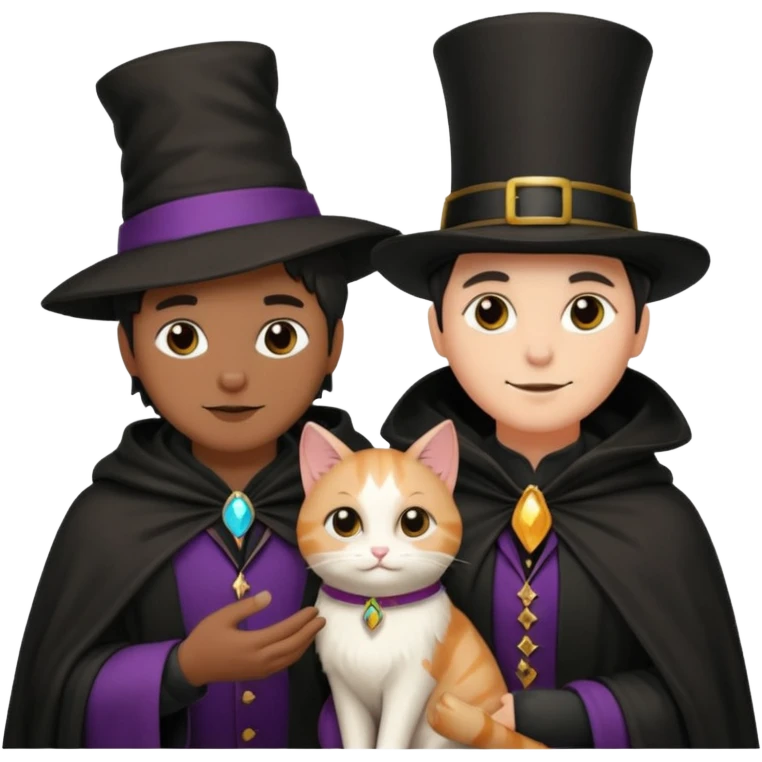 magician couple and their pet cat emoji
