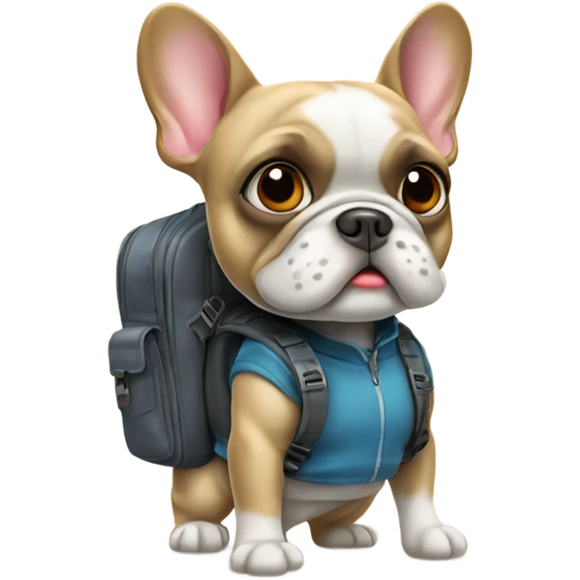 french bulldog with back pack emoji