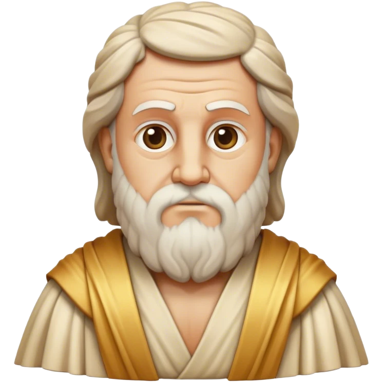 Cinematic Realistic Plato Portrait Emoji, depicted as a wise ancient philosopher with a contemplative expression in classical robes, rendered with soft textures and timeless serene lighting that captures his intellectual legacy. emoji