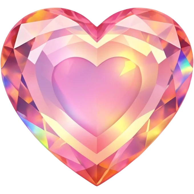 Heart cut pink fire opal gemstone with holographic rainbow plays of fire and brilliance emoji