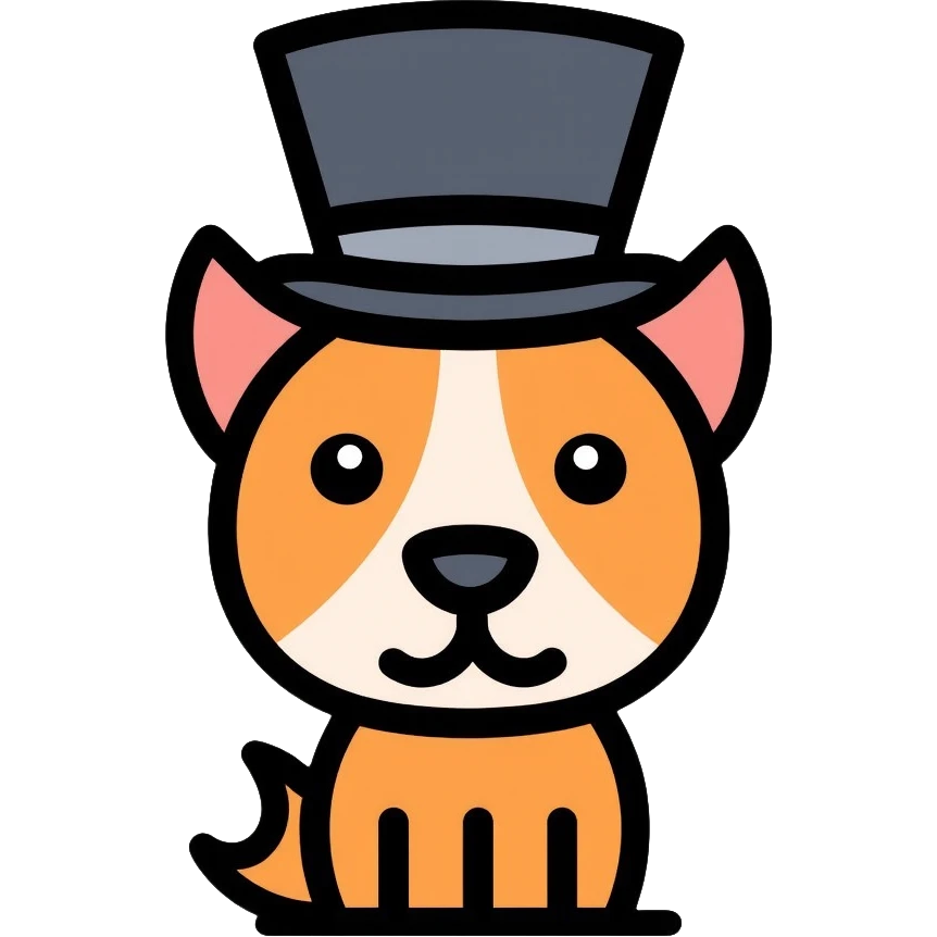 dog wearing a top hat emoji