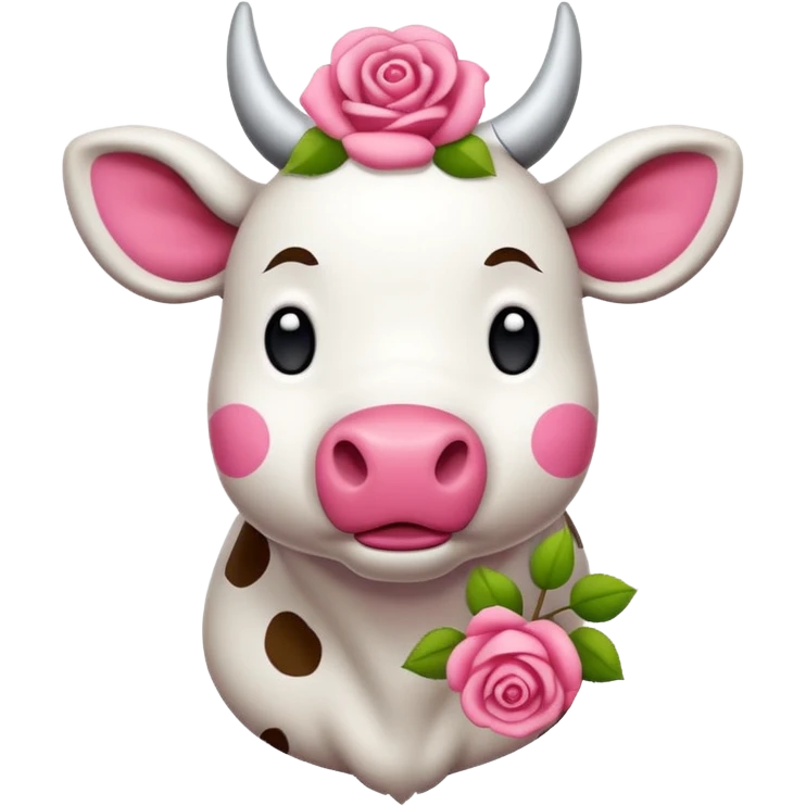 hazme una vaca con manchas rosas estilo cartoon en 2D emoji