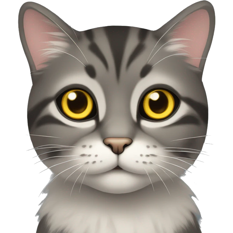 A cute cat with long black fur is looking with big cute yellow eyes emoji