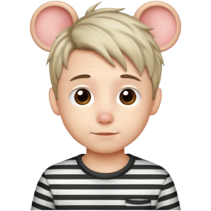 stripped shirt wearing Cute boy mice hair style. emoji