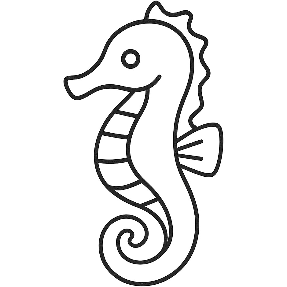 hand-drawn outlined seahorse icon emoji